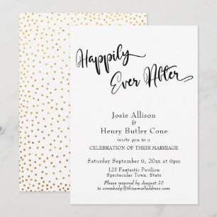 Happily Ever After Bruiloftsreceptie Gouden Confet Kaart
