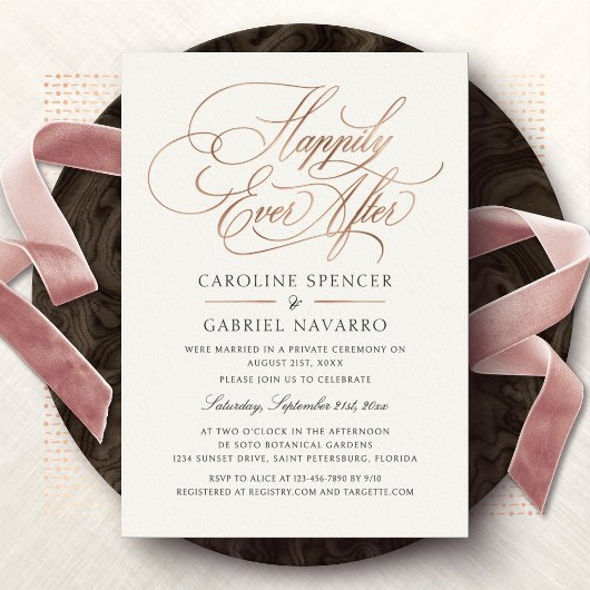 Happily Ever After Bruiloftsreceptie Uitnodiging