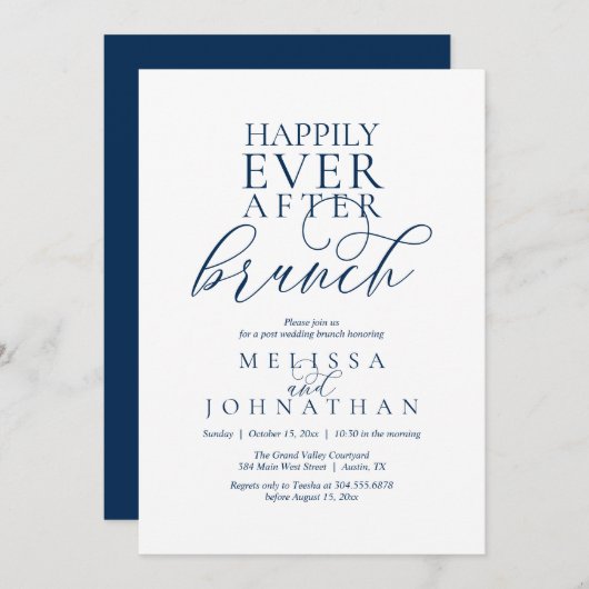 Happily Ever After Brunch, Modern Classy Wedding Kaart (Voorkant / Achterkant)