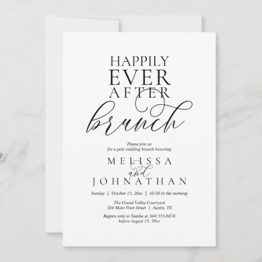 Happily Ever After Brunch, Modern Classy Wedding Kaart (Voorkant)