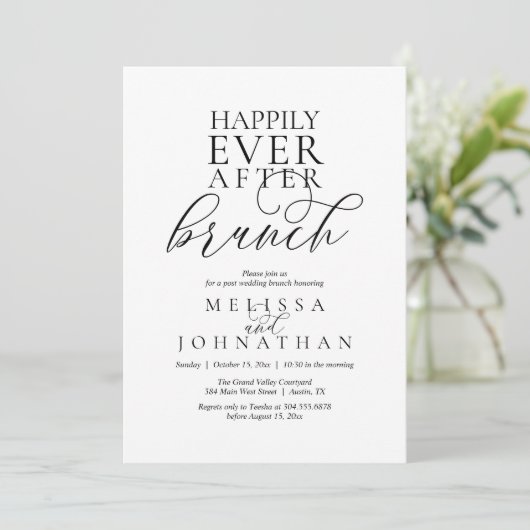 Happily Ever After Brunch, Modern Classy Wedding Kaart (Staand voorkant)