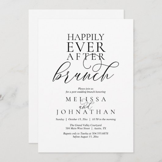 Happily Ever After Brunch, Modern Classy Wedding Kaart (Voorkant / Achterkant)