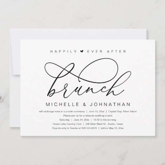 Happily Ever After Brunch, Modern Romantisch Feest Kaart (Voorkant)