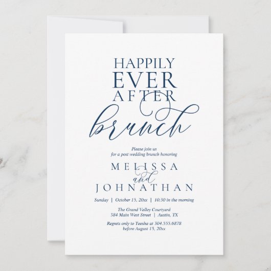 Happily Ever After Brunch, Modieus Klasse Bruiloft Kaart (Voorkant)