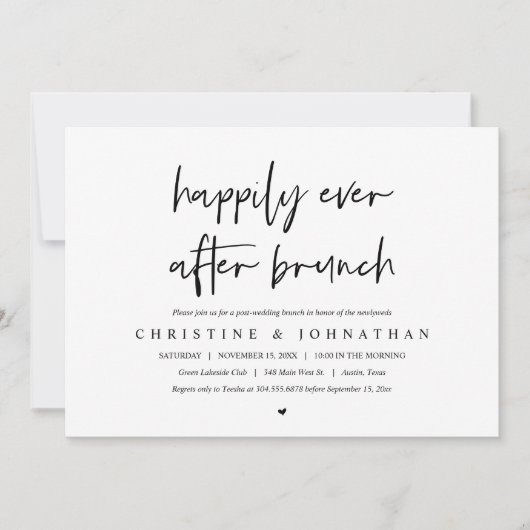 Happily ever after brunch, na de bruiloft kaart (Voorkant)