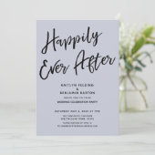 Happily Ever After Casual Trouwfeest Stof Blauw Kaart (Staand voorkant)