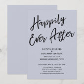 Happily Ever After Casual Trouwfeest Stof Blauw Kaart (Voorkant / Achterkant)
