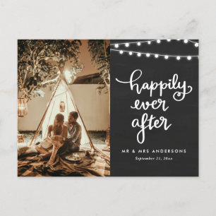 Happily Ever After Chalkboard bruiloft foto Briefkaart