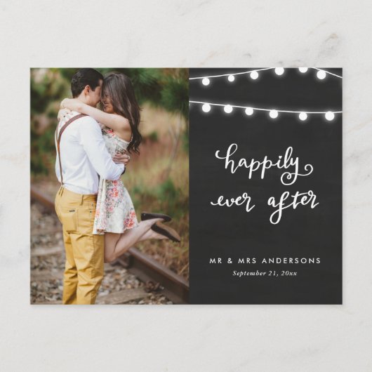 Happily Ever After | Chalkboard bruiloft foto Briefkaart (Voorkant)