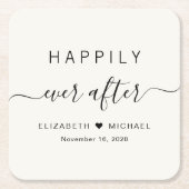 Happily Ever After Crème Bruiloft Kartonnen Onderzetters (Voorkant)
