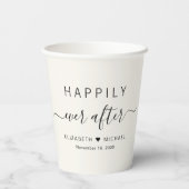 Happily Ever After Crème Bruiloft Papieren Bekers (Achterkant)