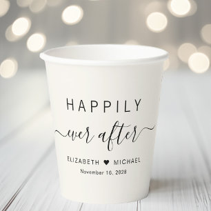 Happily Ever After Crème Bruiloft Papieren Bekers