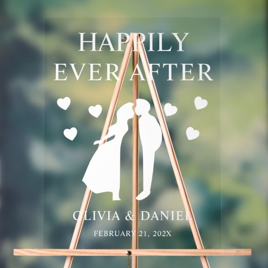 Happily Ever After Custom Wedding Reception Acryl Bord (Neutraal)