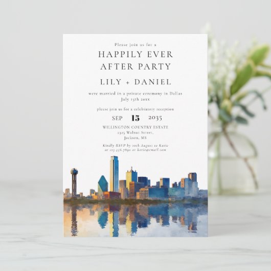 Happily Ever After Dallas Wedding Kaart (Staand voorkant)
