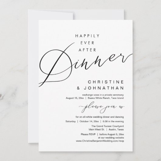 Happily Ever After Diner Romantische Bruiloft Kaart (Voorkant)