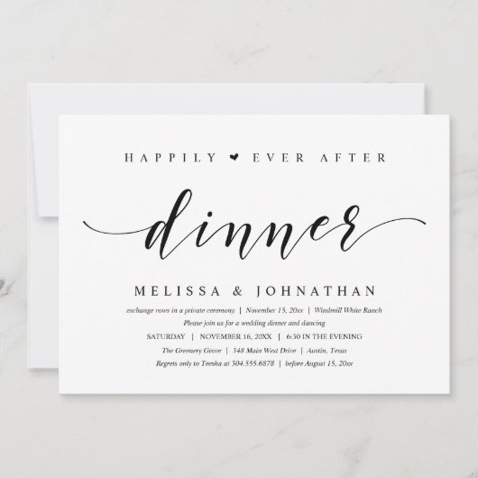 Happily Ever After Dinner, Modern Minimalist Kaart (Voorkant)