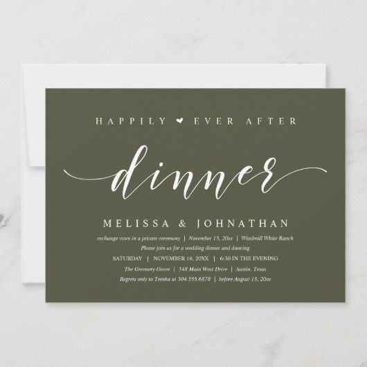 Happily Ever After Dinner, Modern Minimalist Kaart (Voorkant)
