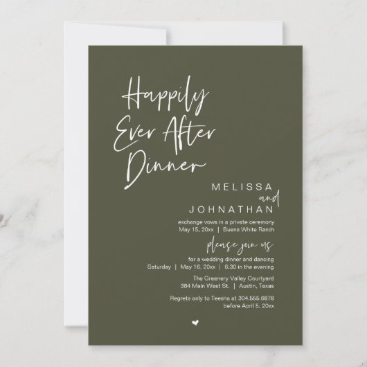Happily Ever After Dinner Modern Wedding Party Kaart (Voorkant)