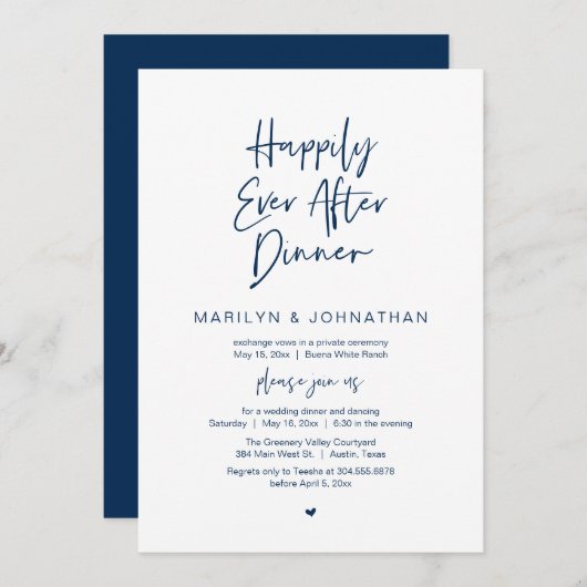 Happily Ever After Dinner Modern Wedding Reception Kaart (Voorkant / Achterkant)