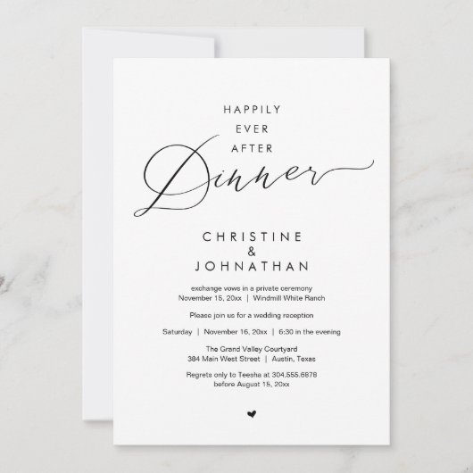 Happily Ever After Dinner Modern Wedding Reception Kaart (Voorkant)