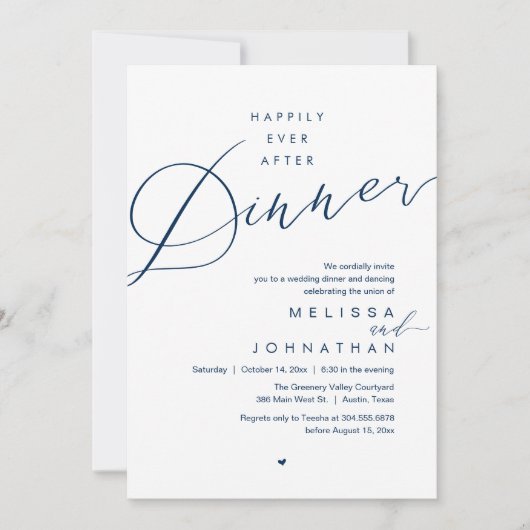 Happily Ever After Dinner Romantic Wedding Party Kaart (Voorkant)