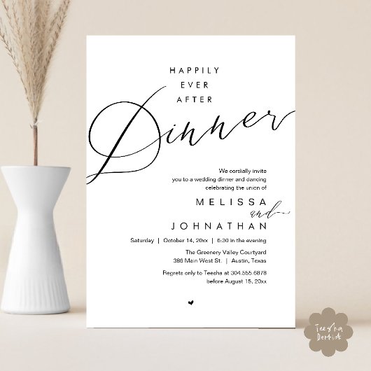 Happily Ever After Dinner Romantic Wedding Party Kaart
