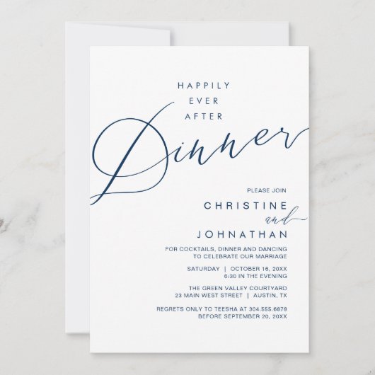 Happily Ever After Dinner Wedding Reception Dinner Kaart (Voorkant)