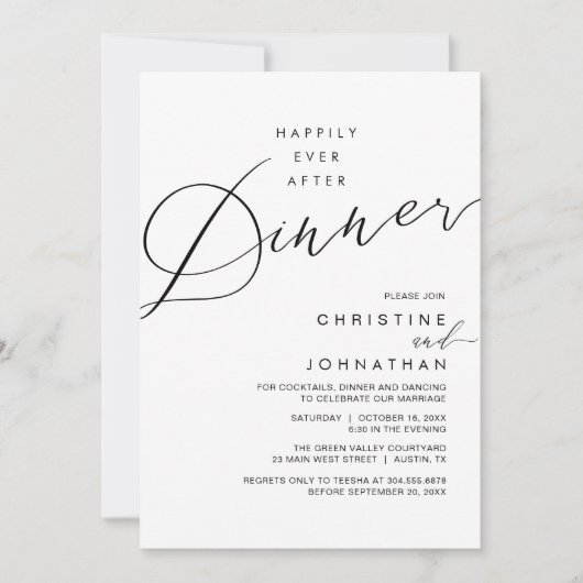 Happily Ever After Dinner Wedding Reception Dinner Kaart (Voorkant)