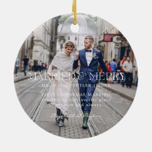 Happily Ever After | Eerste kerst getrouwd met Cre Keramisch Ornament (Achterkant)