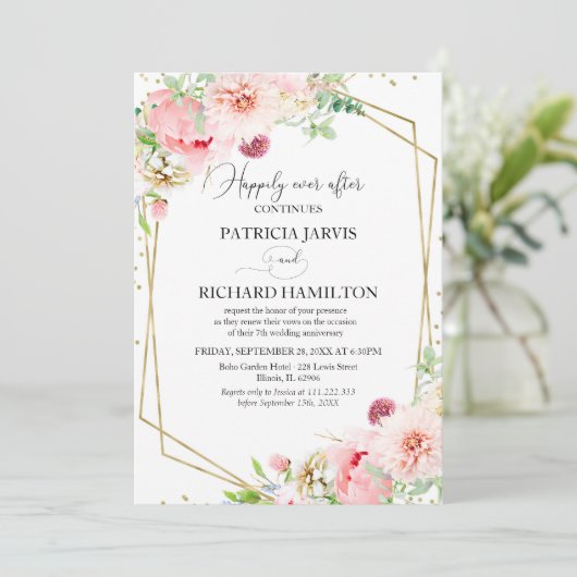 Happily Ever After Elegante Bloemige Huwelijksbelo Kaart (Staand voorkant)