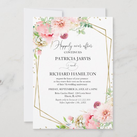 Happily Ever After Elegante Bloemrijke Huwelijksbe Kaart (Voorkant)