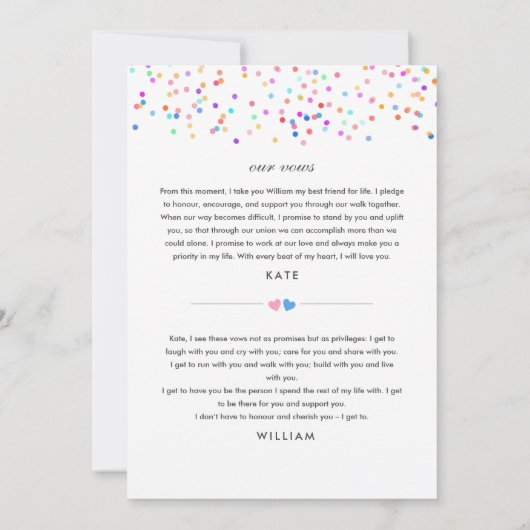 Happily Ever After Feest Confetti Huwelijksgelofte Kaart (Achterkant)