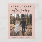 Happily Ever After Feest Foto Blush Bruiloft Aankondigingskaart (Voorkant)