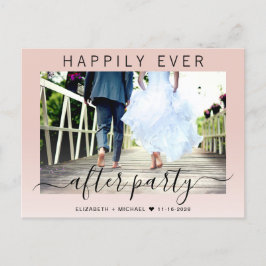 Happily Ever After Feest Foto Blush Bruiloft Aankondigingskaart