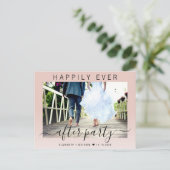 Happily Ever After Feest Foto Blush Bruiloft Aankondigingskaart (Staand voorkant)