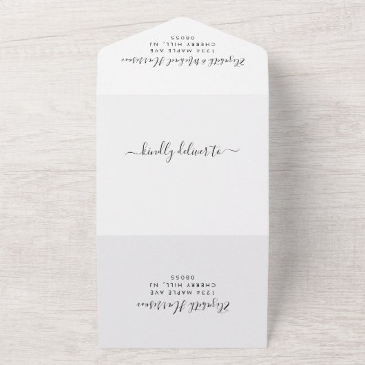 Happily Ever After Feest Foto Bruiloftsreceptie All In One Uitnodiging (Buitenkant)