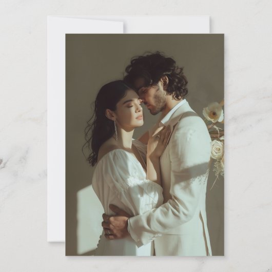 Happily Ever After Feest Foto Calligrafie Bruiloft Aankondiging (Achterkant)