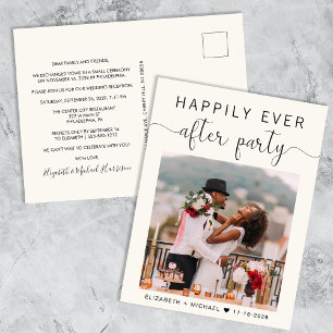Happily Ever After Feest Foto Crème Trouwfeest Aankondigingskaart
