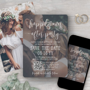 Happily Ever After Feest Foto Overlay QR Huwelijk Save The Date