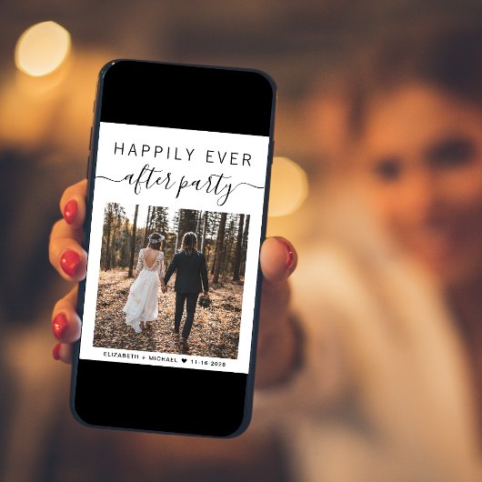 Happily Ever After Feest Foto QR Code Trouwen Aankondiging