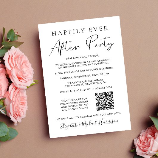 Happily Ever After Feest Foto QR Code Trouwen Aankondiging