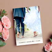 Happily Ever After Feest Foto Stofblauw Trouw Aankondiging