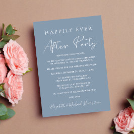 Happily Ever After Feest Foto Stofblauw Trouwen Aankondiging