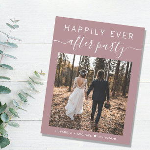 Happily Ever After Feest Foto Stofrozen Roze Bruil Aankondigingskaart
