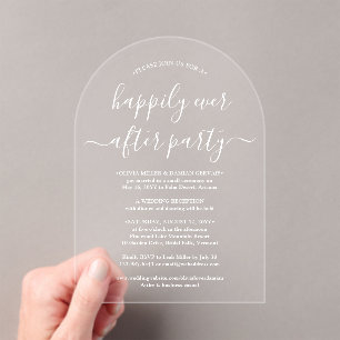 Happily Ever After Feest Huwelijksviering Boog Acryl Uitnodigingen