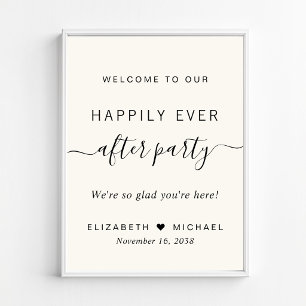 Happily Ever After Feest Ivoor Bruiloftsreceptie Poster