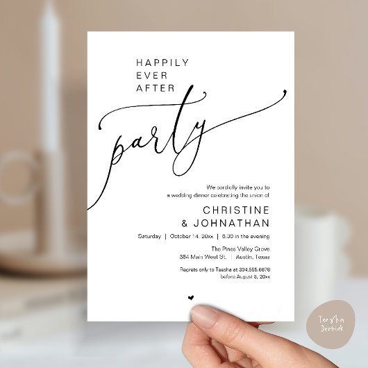 "Happily Ever After Feest" Modern Huwelijksdiner Kaart