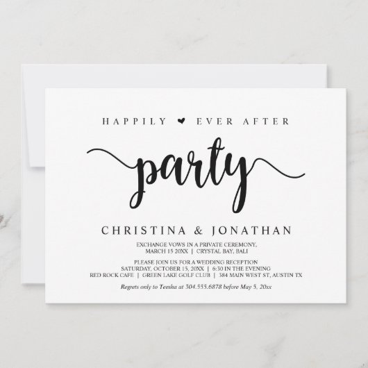 Happily Ever After-feest, Modern Rustic, Elopement Kaart (Voorkant)