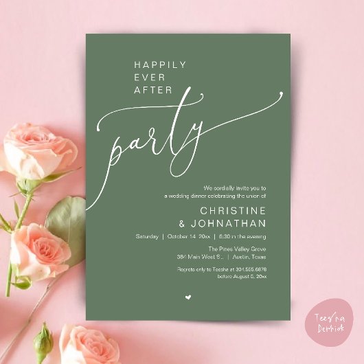 "Happily Ever After Feest" Modern Trouwdiner Kaart
