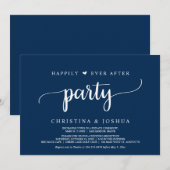 Happily Ever After-feest, Navy Blue Elopement-uitn Kaart (Voorkant / Achterkant)